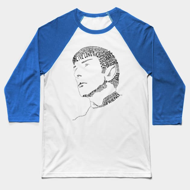 Spock Typographic Baseball T-Shirt by cegauer352